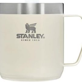 STANLEY Stay-Hot Camp Mug 12 oz | Press Fit Drink Through Lid | Cup for Coffee, Tea and Drinks | Insulated Stainless Steel Coffee Mug | BPA-Free | Cream Gloss : Sports & Outdoors