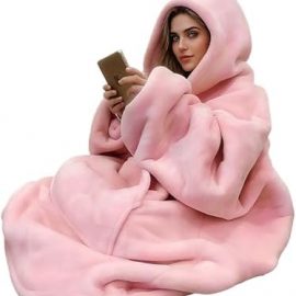 C hello cloud Oversized Hoodie Blanket, Wearable Blanket sweatshirt, Ultra Soft Sherpa Fleece Comfy Snuggle Hoodie, Gaint Fluffy Jumper Reversible, One Size Fits All Women Adults Men (Pink) : Home & Kitchen