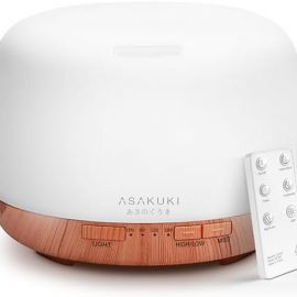 ASAKUKI Essential Oil Diffuser 500ml, Ultrasonic Aromatherapy Humidifier with Remote Control, 7 LED Colors, Timer & Auto-Off, Large Room Diffuser : ASAKUKI: Health & Household