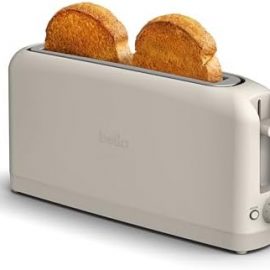 bella 2 Slice Slim Toaster, Fits-anywhere™ Kitchenware, 6 Setting Shade Control with Reheat & Cancel Buttons, Fits sourdough, 10” Long Slot, Anti Jam & Auto Shutoff, 900 Watt, Oatmilk: Home & Kitchen