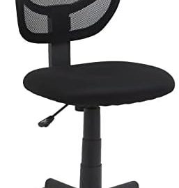 Amazon Basics Rolling Desk Chair, Adjustable, Low Back, Padded Seat, Breathable Mesh, Swivel, Black, 21.25" D x 22.5" W x 38" H : Home & Kitchen