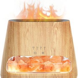 SALKING 2-in-1 Ultrasonic Essential Oil Diffuser & Himalayan Salt Lamp, Aromatherapy Diffuser Cool Mist Humidifier with Auto Off Function, 100% Pure Himalayan Pink Salt Rock, 150ml (Wooden Grain) : Health & Household
