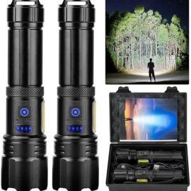 Sigoobal Flashlight LED Rechargeable Flashlights High Lumens, 99,000 LM Super Bright Powerful Flashlight, High Powered Flash Lights Waterproof Handheld Flashlights for Home Camping Hiking(2 Pack) -